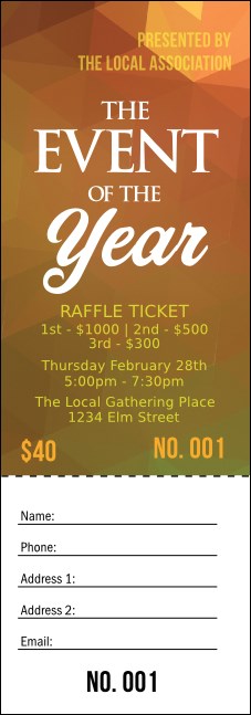 Orange Geometric Raffle Ticket Product Front
