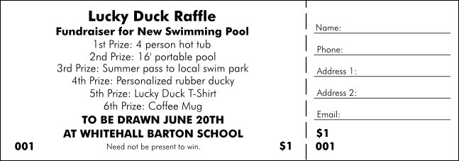 All Purpose 6 Prize Raffle Ticket Product Front
