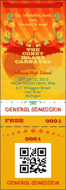 Carnival Event Ticket Product Front