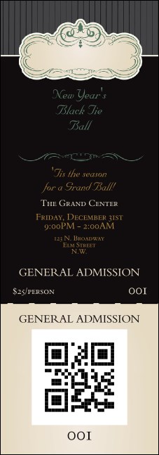 Classic Black Pinstripe Event Ticket Product Front