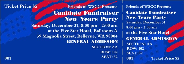American Flag 001 Reserved Event Ticket Product Front