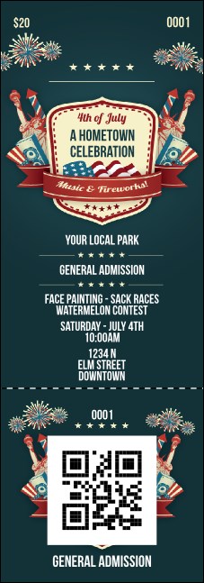 Fourth of July Freedom Blue Event Ticket