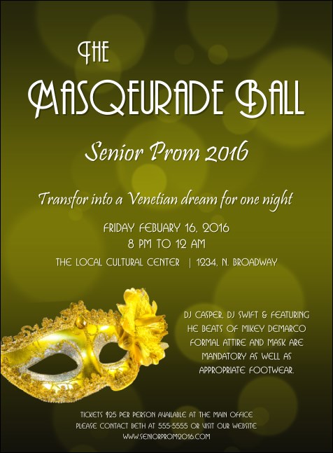 Masquerade Event Invitation Product Front