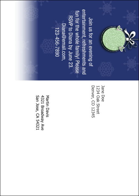 Holiday Ornament Postcard Mailer Product Back