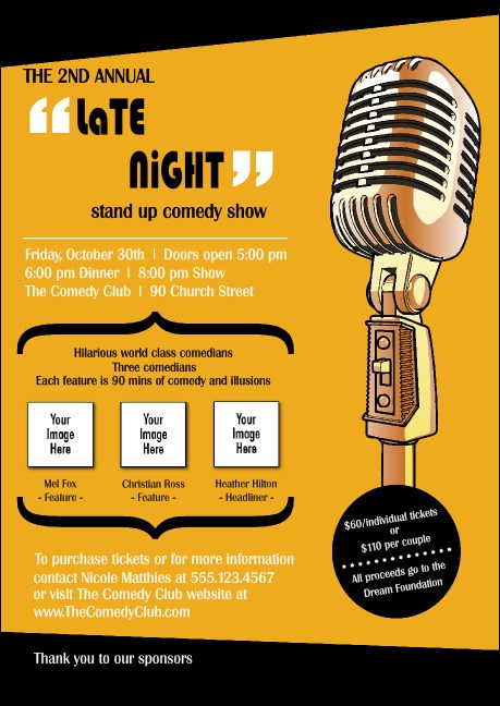 Comedy Retro Microphone Postcard Mailer Product Front