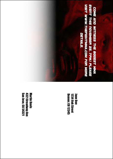 MMA The Fight Night Postcard Mailer Product Back