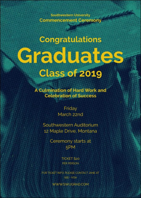 Graduation - Blue and Yellow Postcard Mailer