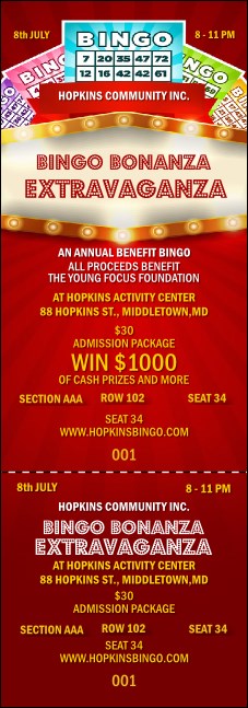 Bingo Bonanza Extravaganza Reserved Event Ticket
