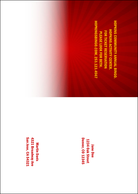 Bingo Bonanza Extravaganza Postcard Product Back