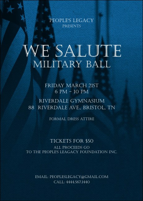 Military Ball - US Flags Postcard Mailer