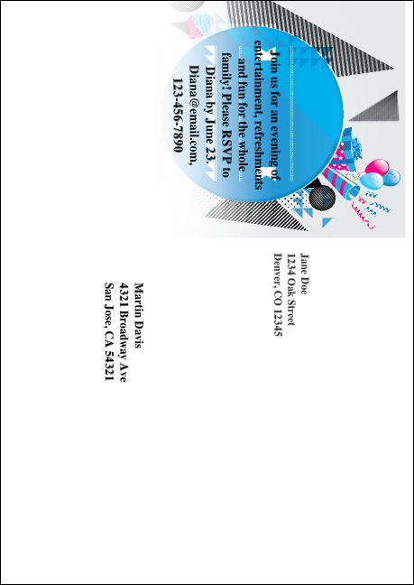 Birthday Party Geometric Postcard Mailer Product Back