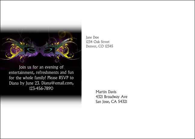 Masquerade Ball Postcard Mailer Product Back