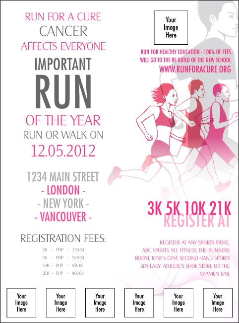 Run for a Cause Pink Logo 5k Flyer