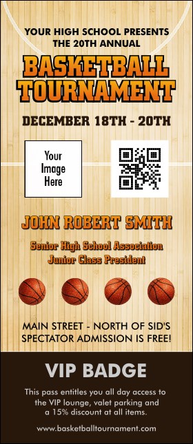 Basketball Court VIP Event Badge Large