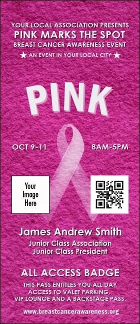 Breast Cancer Pink Ribbon VIP Event Badge Large