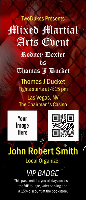Mixed Martial Art VIP Event Badge Large VIP Event Badge Large