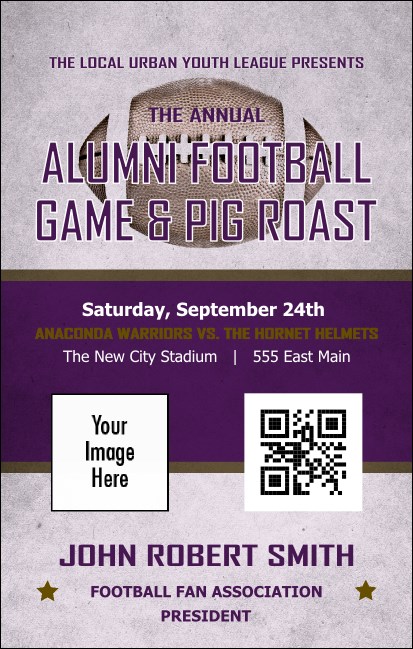 Football Purple VIP Event Badge Medium Product Front