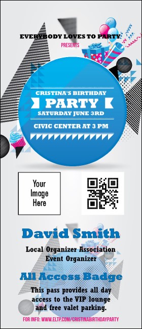 Birthday Geometric VIP Event Badge Large