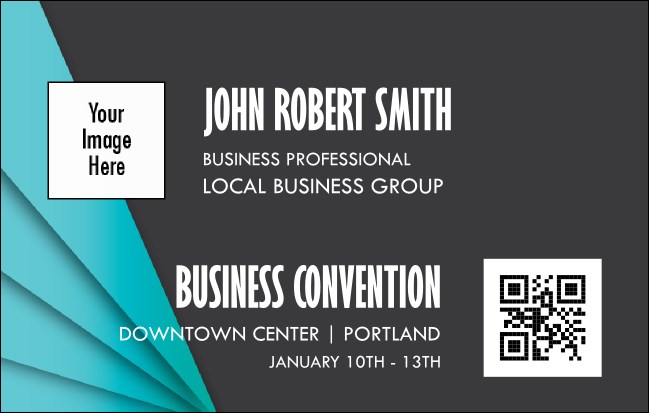 All Purpose Blue Geometric Triangles VIP Event Badge Medium