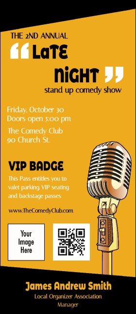 Comedy Retro VIP Event Badge Large Product Front
