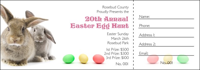 Easter Bunny Raffle Ticket Product Front