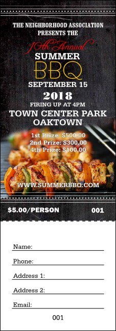 BBQ Retro Chalkboard Raffle Ticket