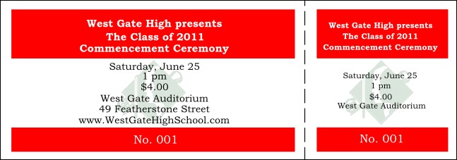 Graduation General Admission Ticket 006 Event Ticket
