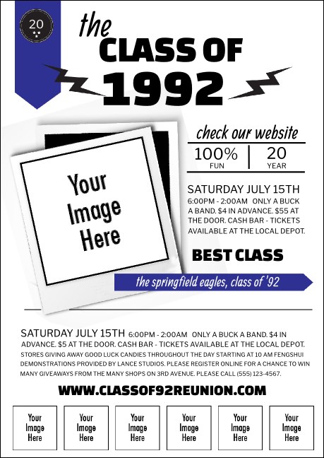 Class Reunion Mascot Blue Postcard Mailer