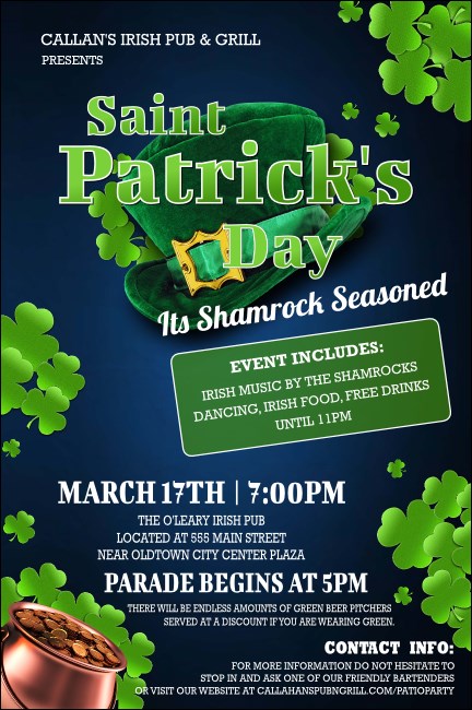 St. Patrick Day Shamrock Season Poster Product Front