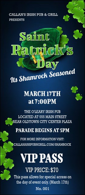 St. Patrick Day Shamrock Season VIP Pass
