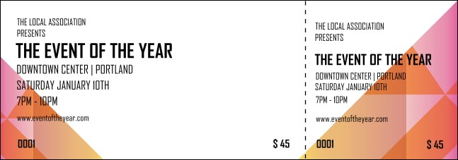 All Purpose Corners Colored Event Ticket Product Front
