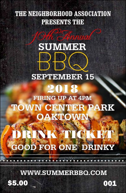 BBQ Retro Chalkboard Drink Ticket