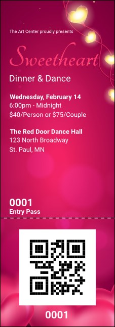 Valentines Day Lovehearts Event Ticket Product Front