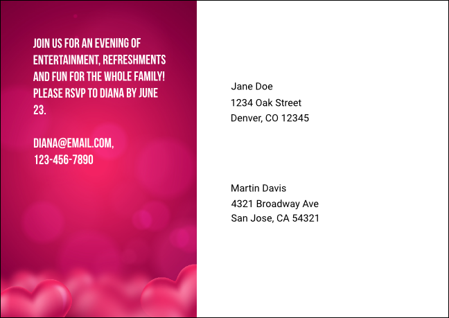 Valentines Day Lovehearts Postcard Mailer Product Back