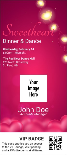 Valentines Day Lovehearts VIP Event Badge Large Product Front