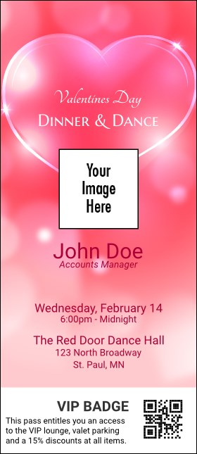 Valentines Day Date VIP Event Badge Large