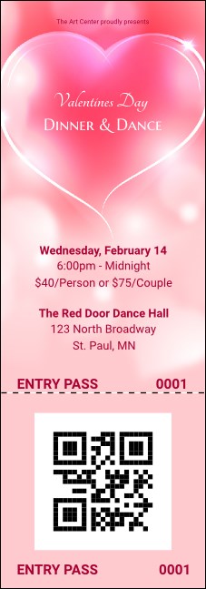 Valentines Day Date Event Ticket Product Front