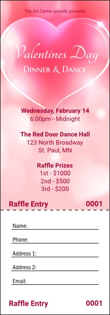 Valentines Day Date Raffle Ticket Product Front