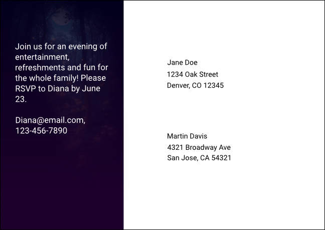 Enchanted Forest Postcard Mailer Product Back