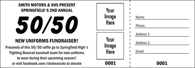 Info Stub Cash Prize Raffle Ticket Product Front