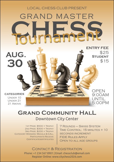 Grand Master Chess Club Tournament Flyer