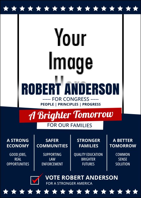 Navy Star Border Election Postcard Mailer