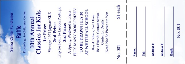 Blue Skies Raffle Ticket