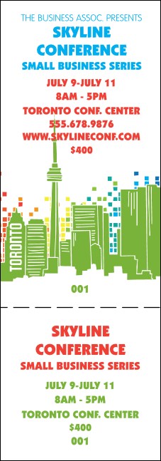Toronto General Admission Ticket with stub (White) Product Front
