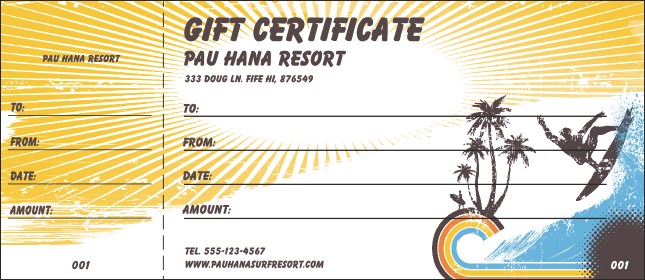 Surf Gift Certificate Product Front