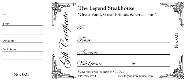 Black and White Gift Certificate 002 Product Front