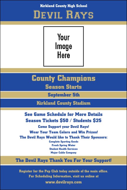 Sports Poster 001 in Blue and Gold Product Front