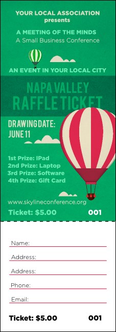 Napa Valley Raffle Ticket Product Front