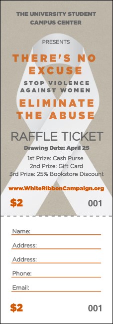 White Ribbon Raffle Ticket Product Front