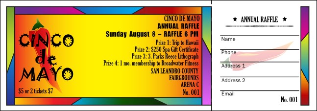Cinco de Mayo Raffle Ticket 001 Product Front